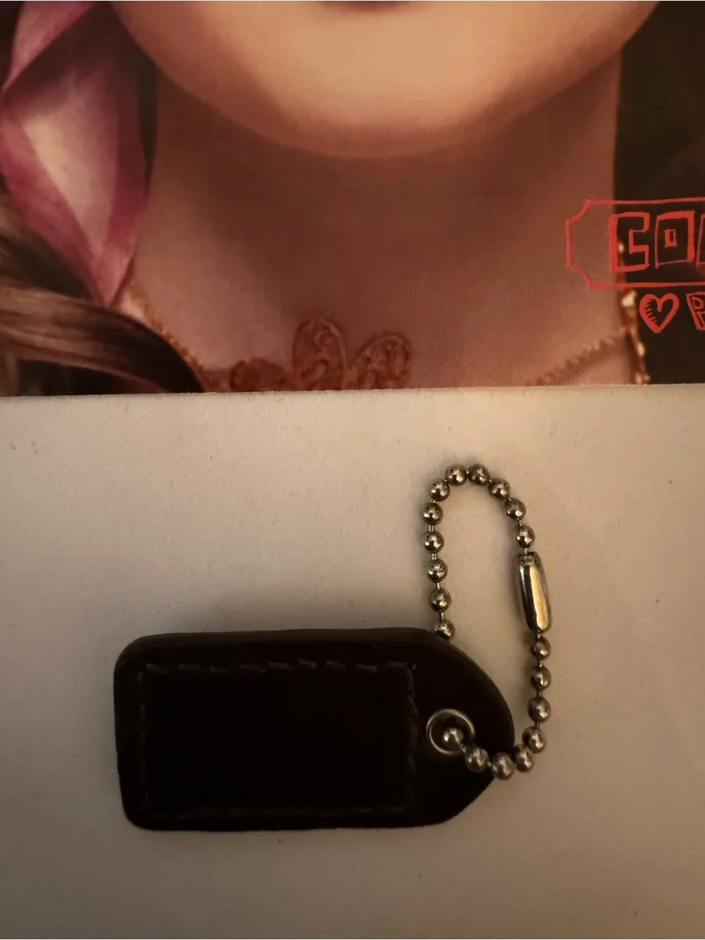 1.5”  COACH Black LEATHER KEY FOB BAG CHARM KEYCHAIN HANGTAG TAG